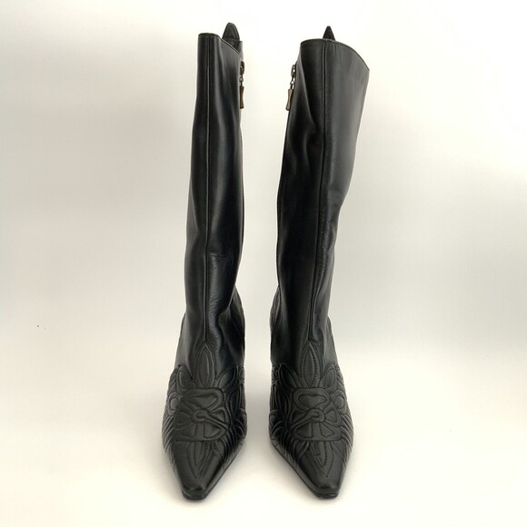 Suzanne Somers Leather Tall Floral Accents Wide Width Boots 6.5W - Picture 4 of 11